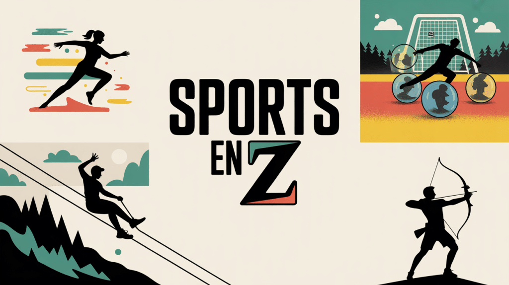 Illustration colorée représentant différents sports en Z