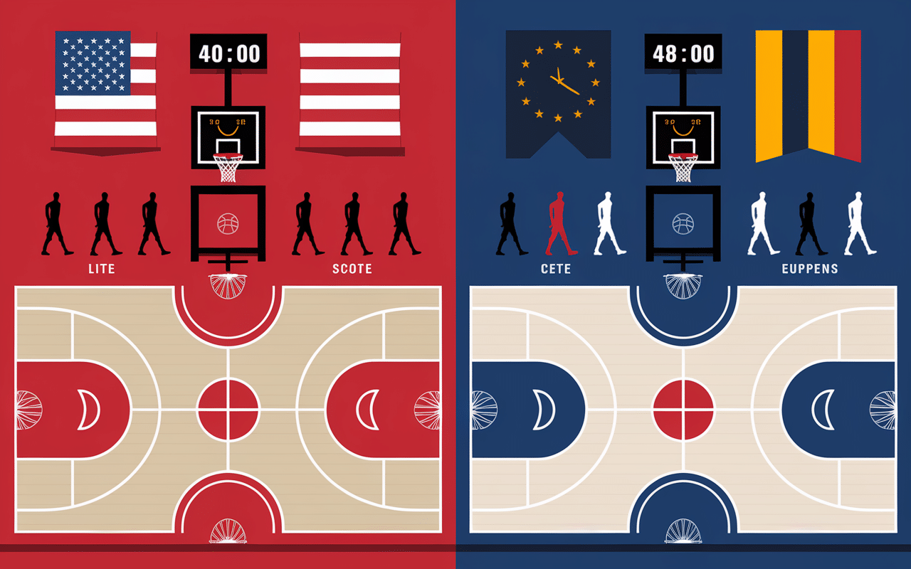 Comparaison durée match basket NBA Europe