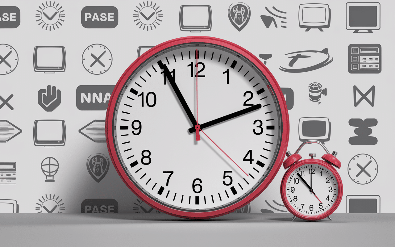 Horloge 3h15 et chronomètre barré