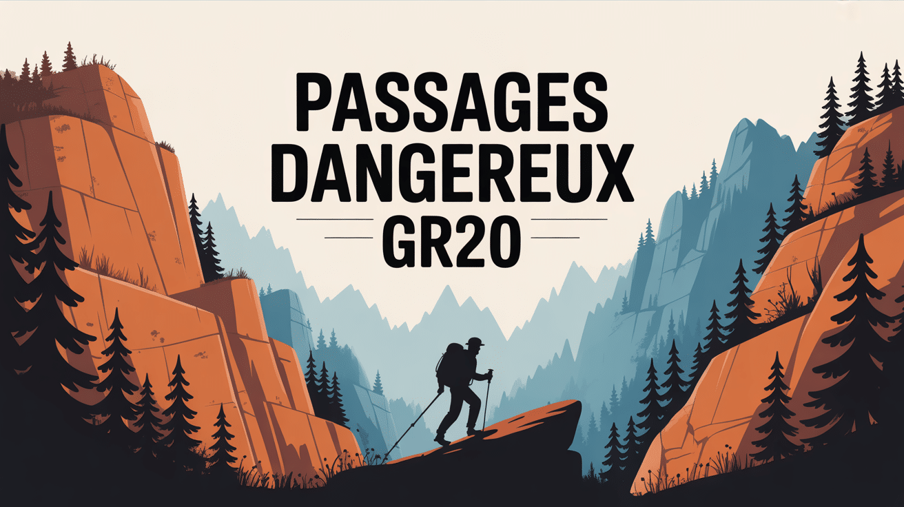 GR20 passage dangereux, sentier sur falaise