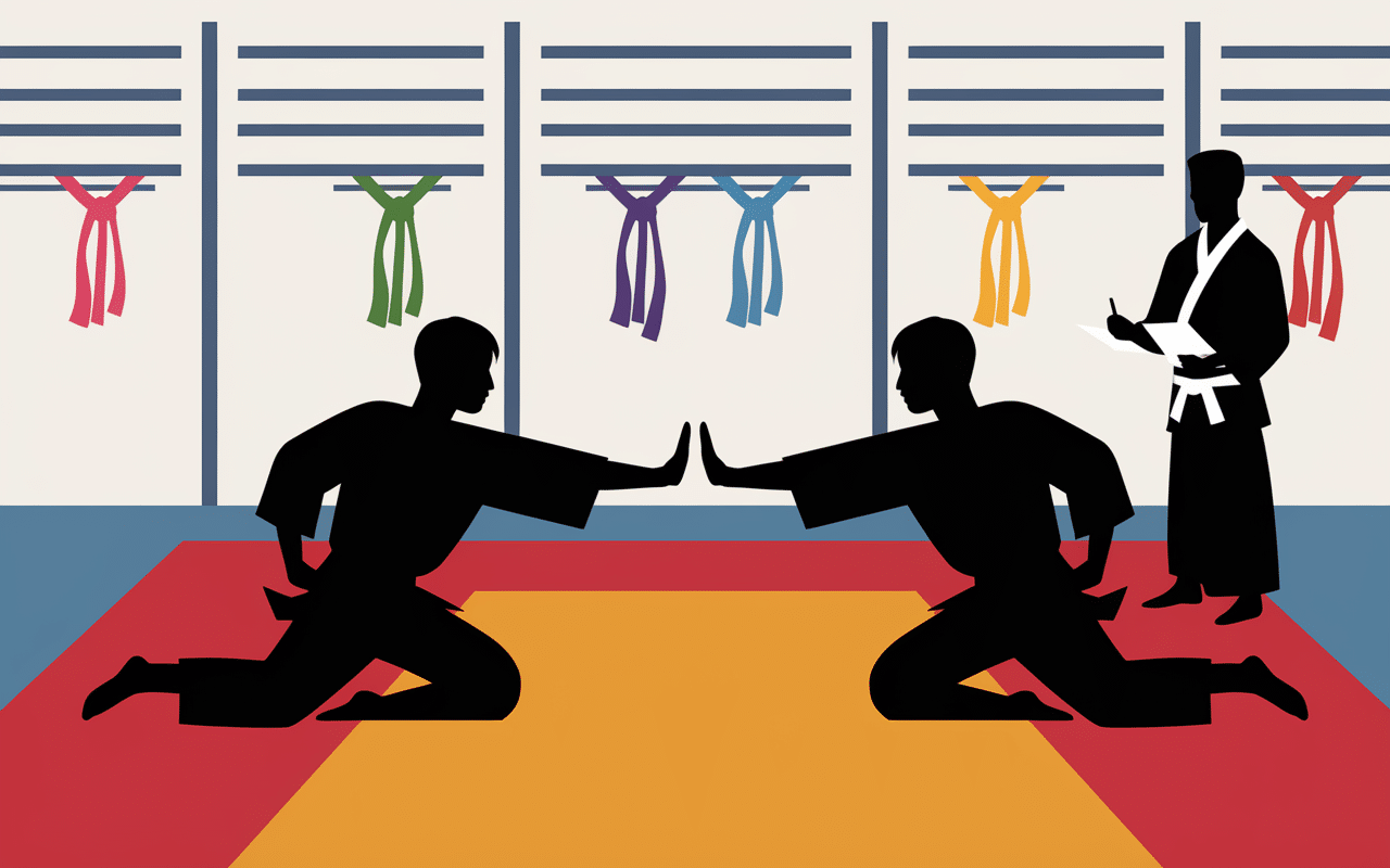 Évaluation pour passer les ceintures au judo.