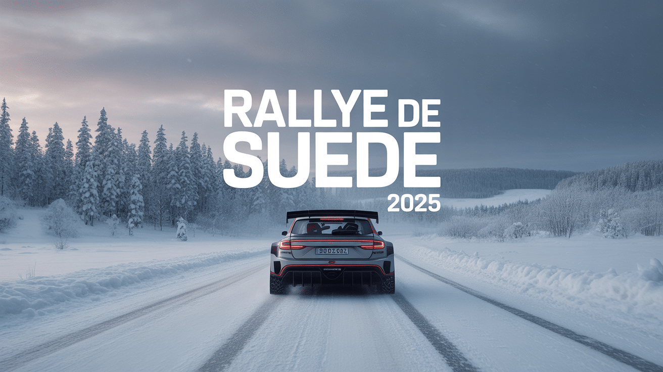 Voiture de rallye sur route enneigée