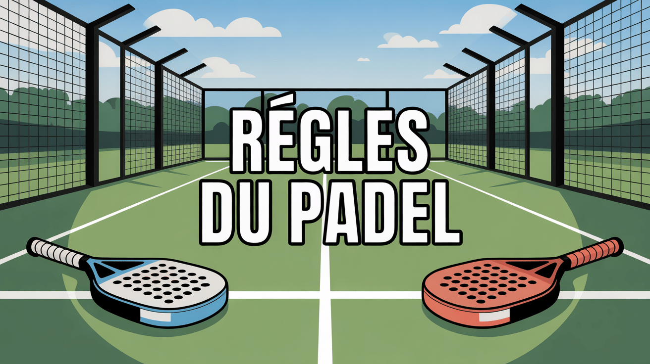 Illustration du terrain de padel avec raquettes