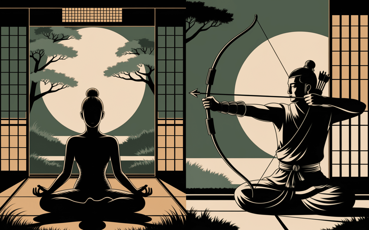 Illustration des arts martiaux et méditation zen