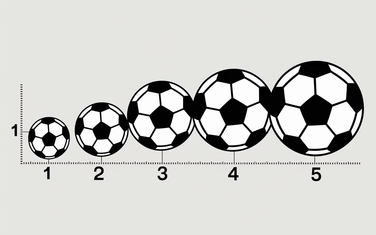 Illustration technique tailles ballon foot 1 à 5