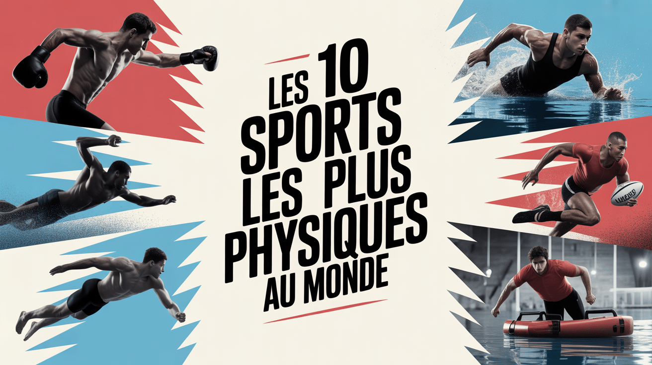 Collage d'athlètes en action, top 10 des sports les plus physiques