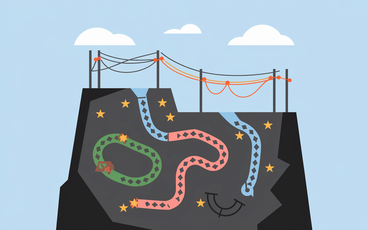 Tracés de parcours sur paroi rocheuse