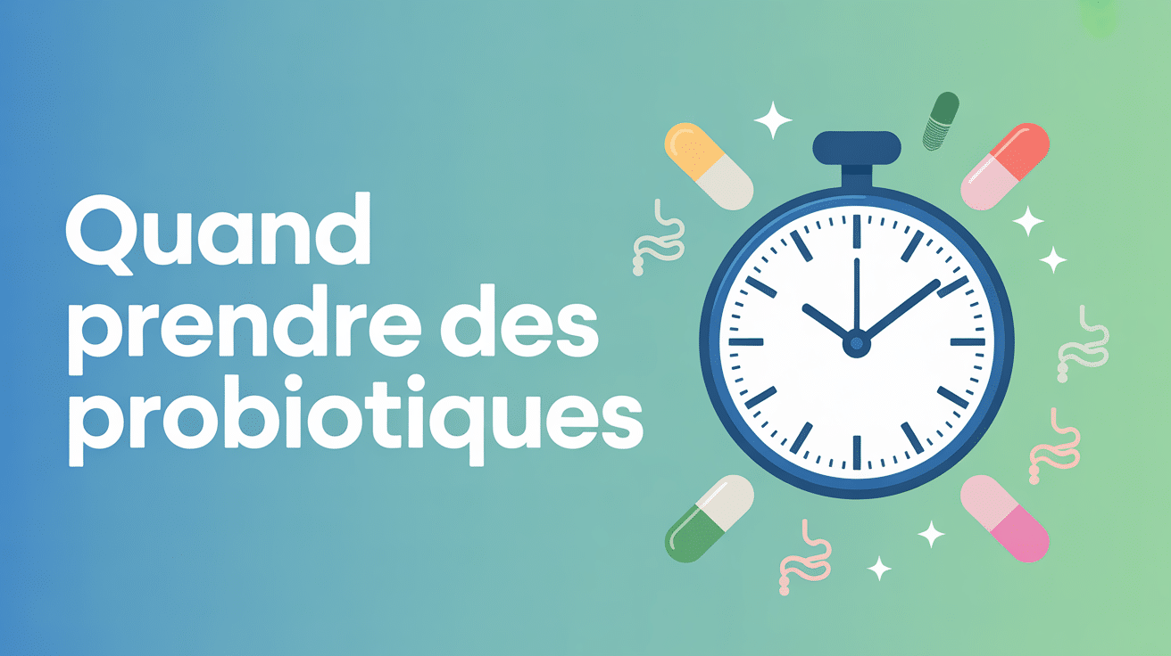 quand prendre des probiotiques illustration horloge et capsules
