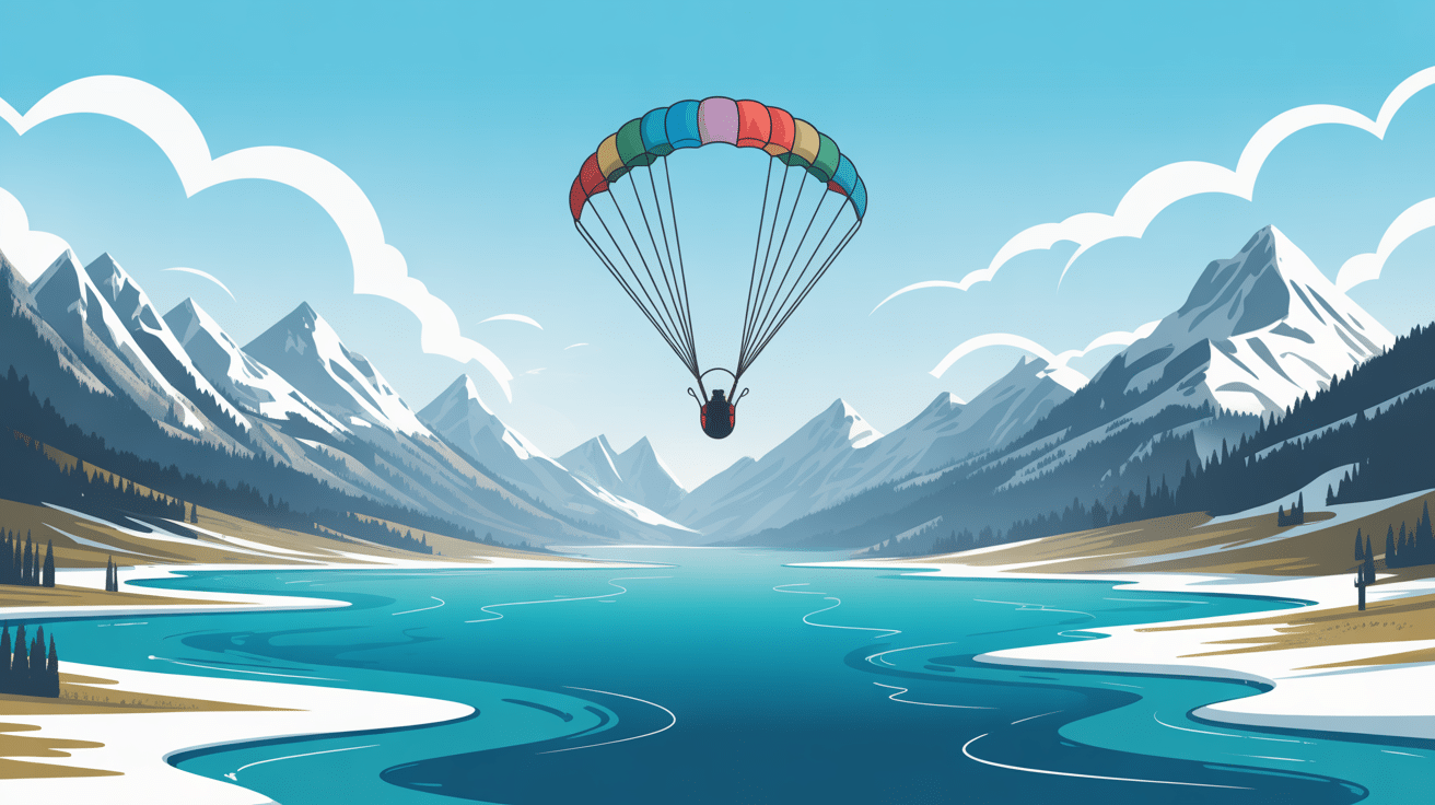 vue aérienne lac montagnes annecy saut en parachute