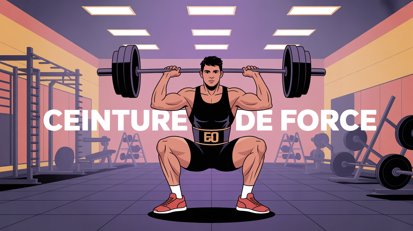 Athlète avec ceinture de force en salle de musculation