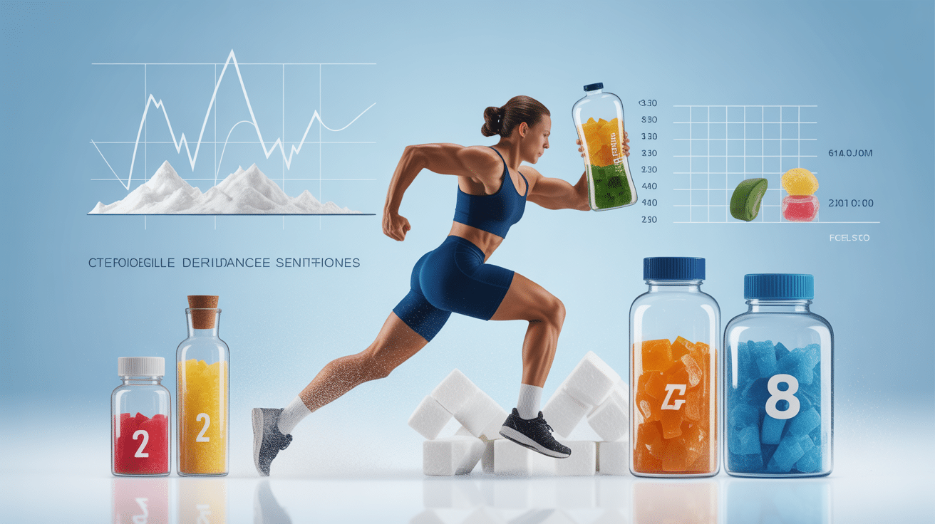 Silhouette sportif et cristaux de dextrose pour nutrition