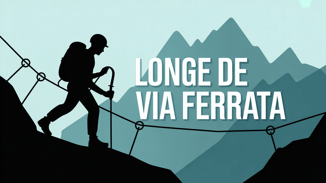 alpiniste avec longe via ferrata sur paroi montagne