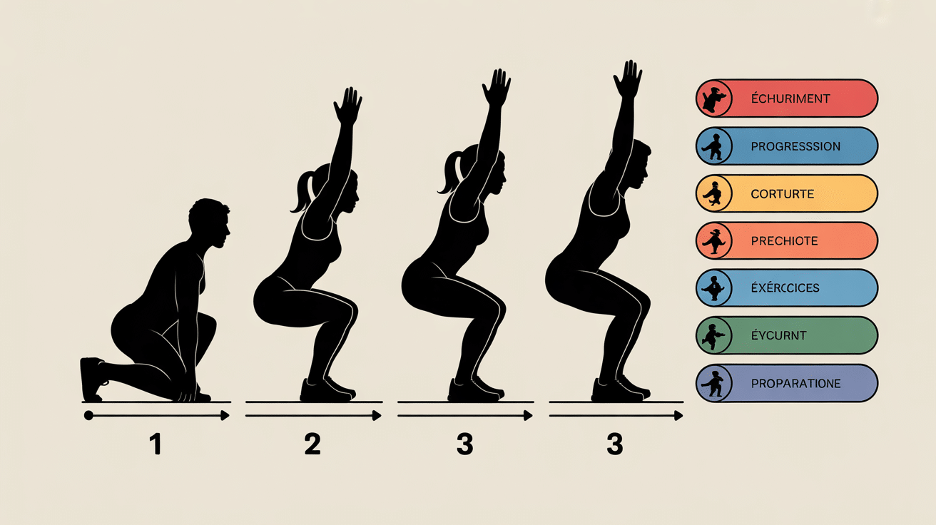 Diagramme progression pistols squat sécurisée et technique