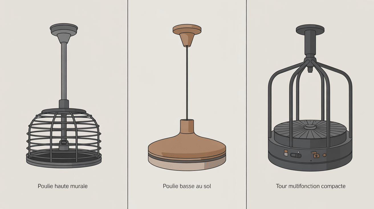types poulie musculation comparatif visuel