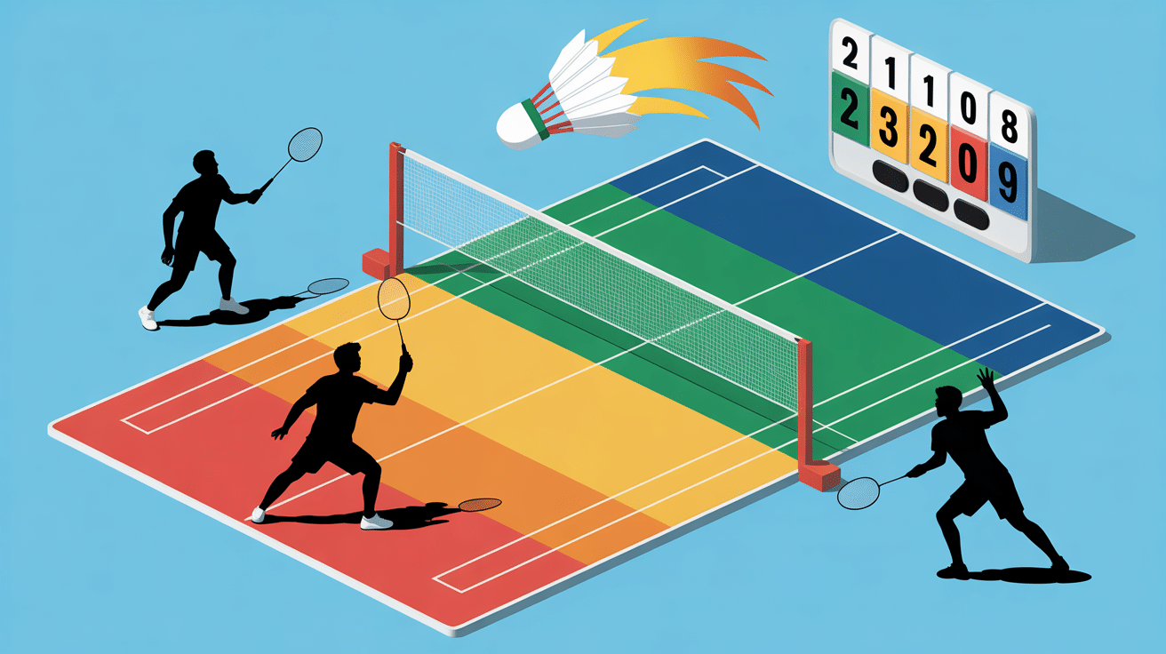 Règle du badminton zones de service illustration
