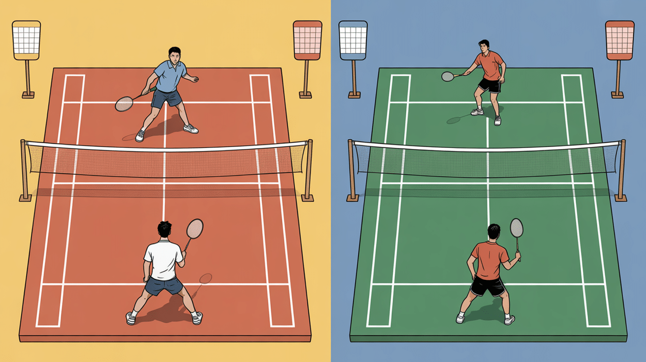 Règle du badminton différences terrain simple et double