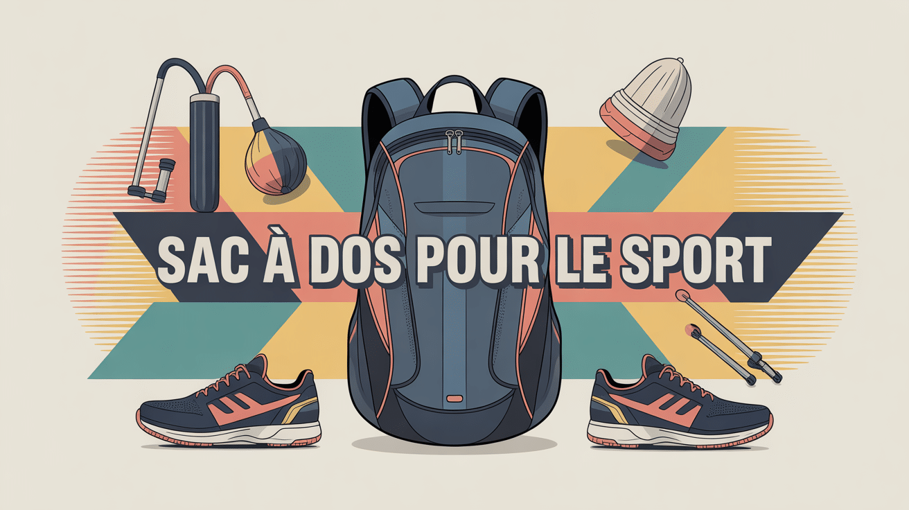 Sac a dos pour le sport ergonomique entouré d'accessoires sportifs