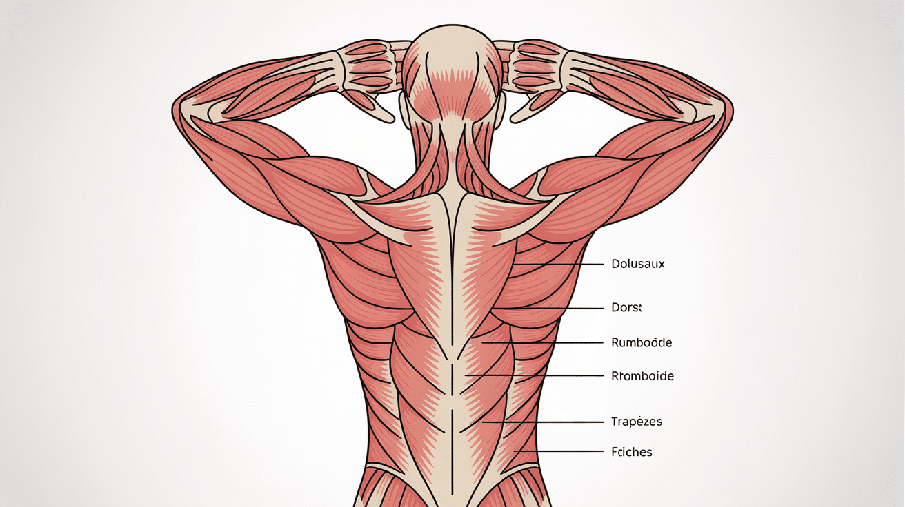 Muscles dos tirage vertical prise neutre illustration