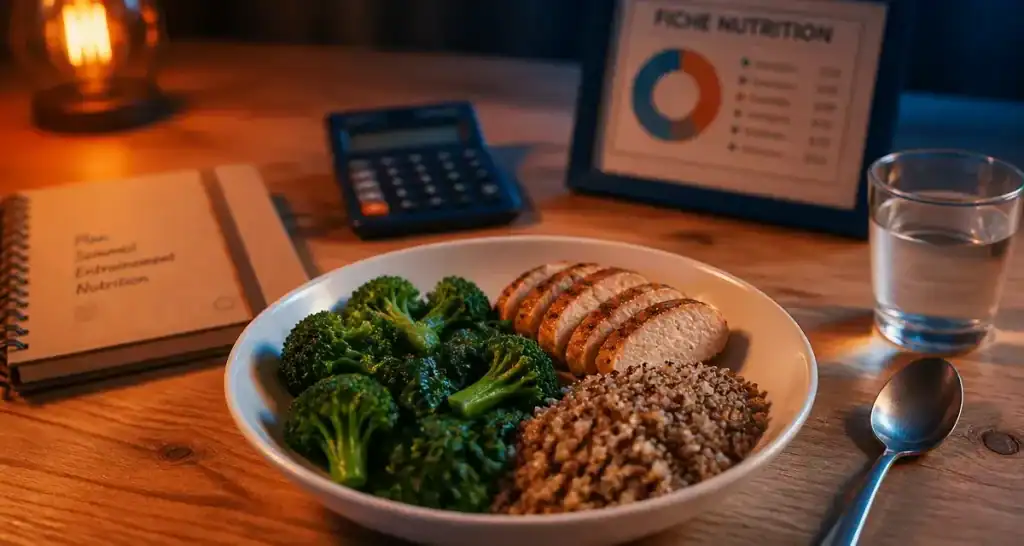 Nutrition perdre du poids : assiette équilibrée légumes, protéines, céréales