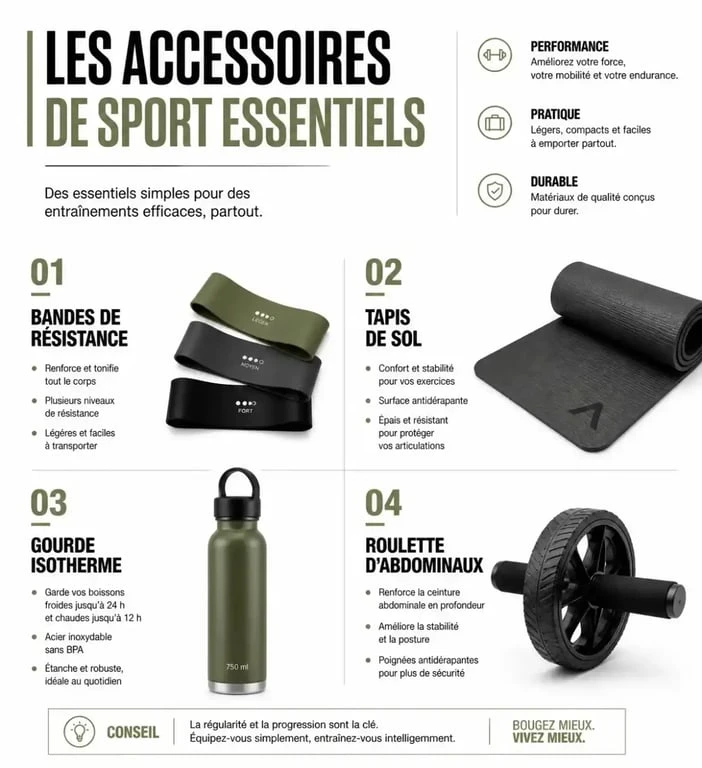 Sélection d'accessoires pour sport essentiels pour l'entraînement